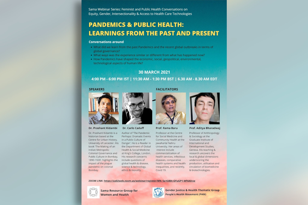 Webinar on Pandemics and Public Health on 30th March 2021.