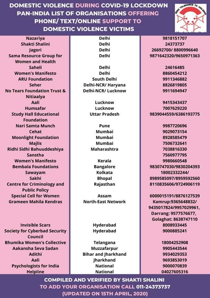 helplines for domestic and gender based violence amidst COVID lockdown